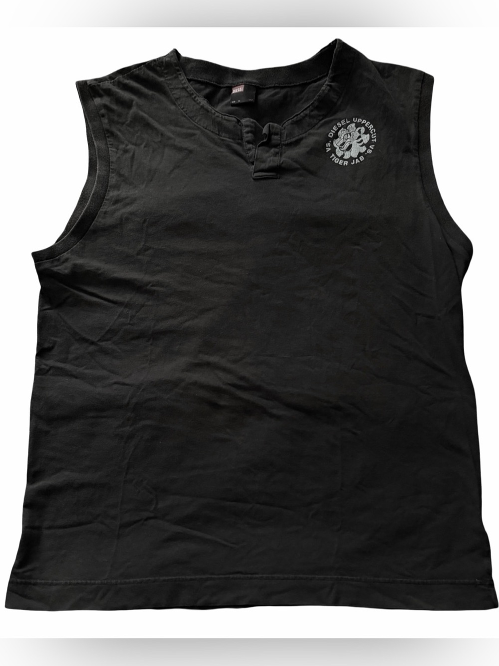 Vintage Y2K Diesel Tiger Jab Uppercut Sleeveless T Shirt XL Rare